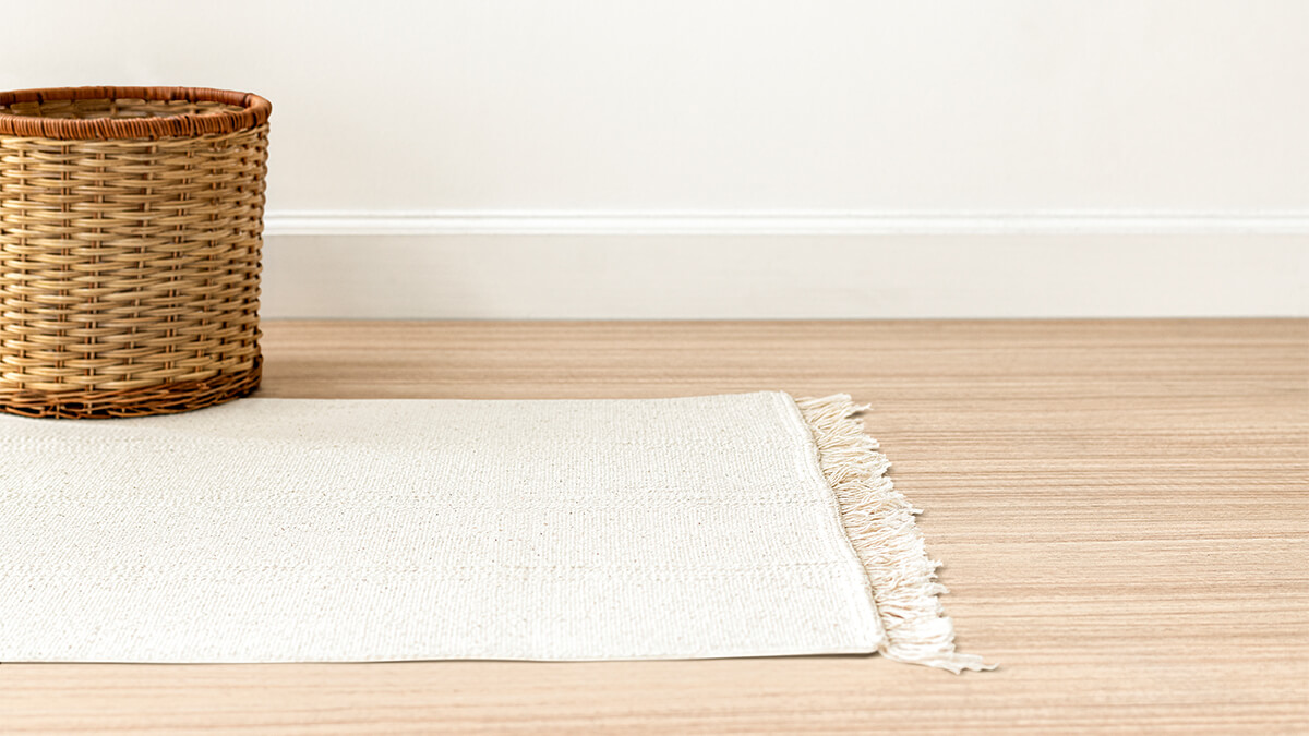 White woven carpet on the floor