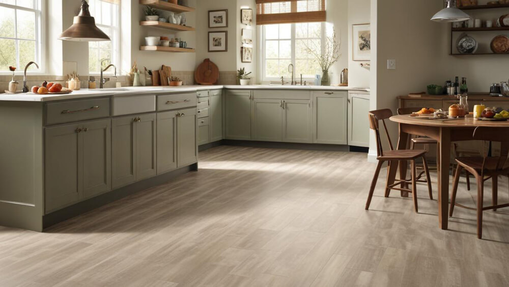 Vinyl flooring in a kitchen