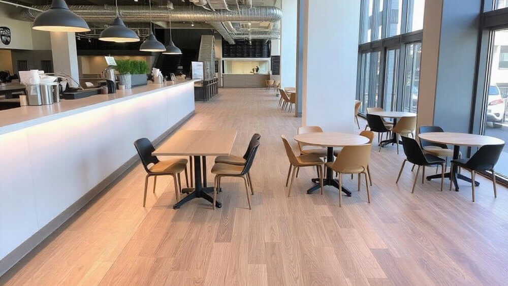 Engineered timber flooring in commercial building