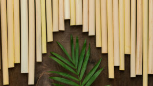 Using bamboo tube straws for eco-friendly flooring concept