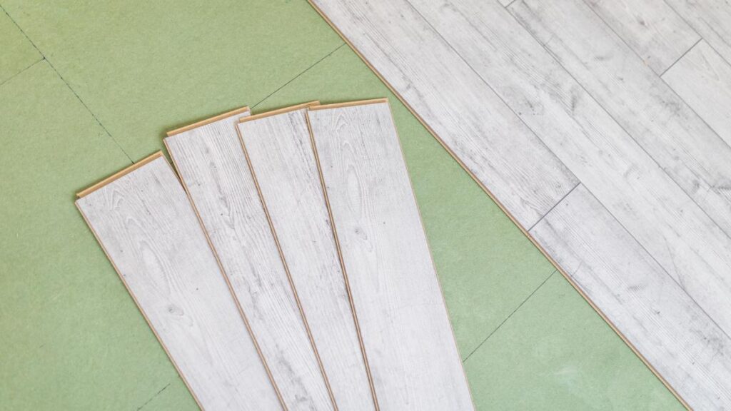 Gray laminated flooring boards