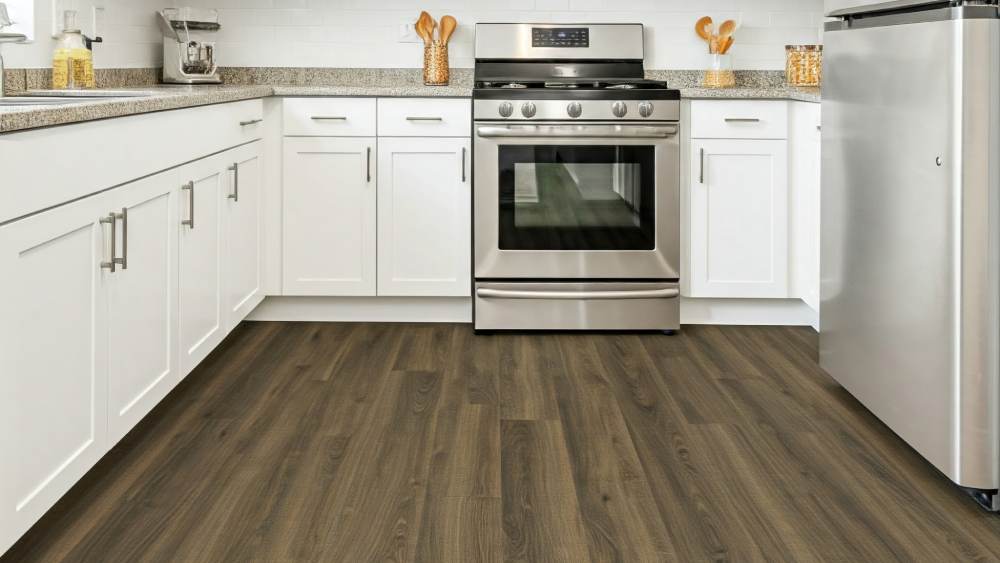 Modern kitchen with vinyl flooring